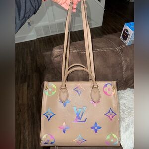 Tan Tote with Multicolor Accents